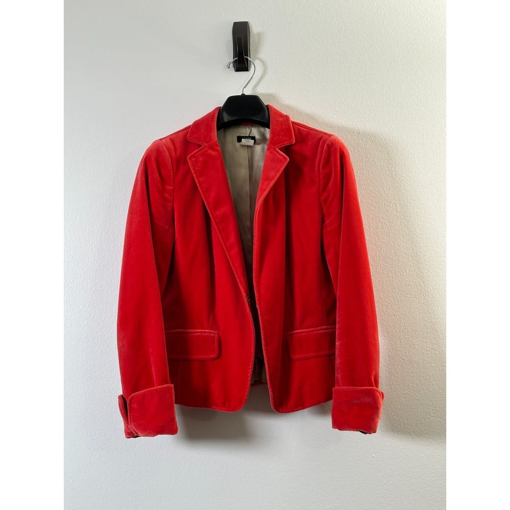 J Crew Blazer Womens 6 Hot Pink Velvet Rolled Cuff Casual Business Office